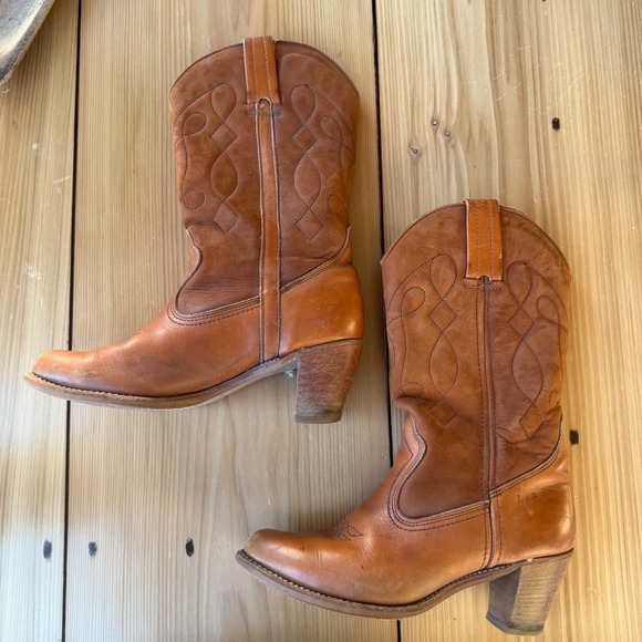 Vintage Cowboy Boots Brown Suede and‎ Leather Women's Size 9